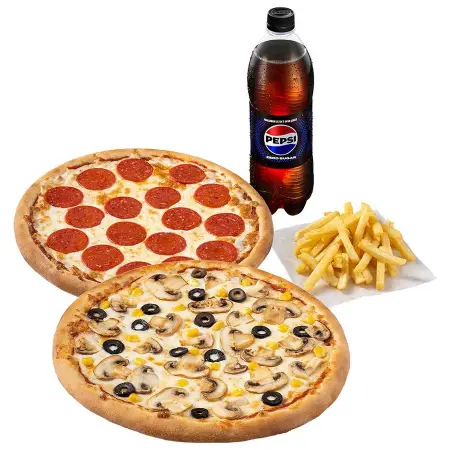 2 Orta Boy Pizza Menü + Patates